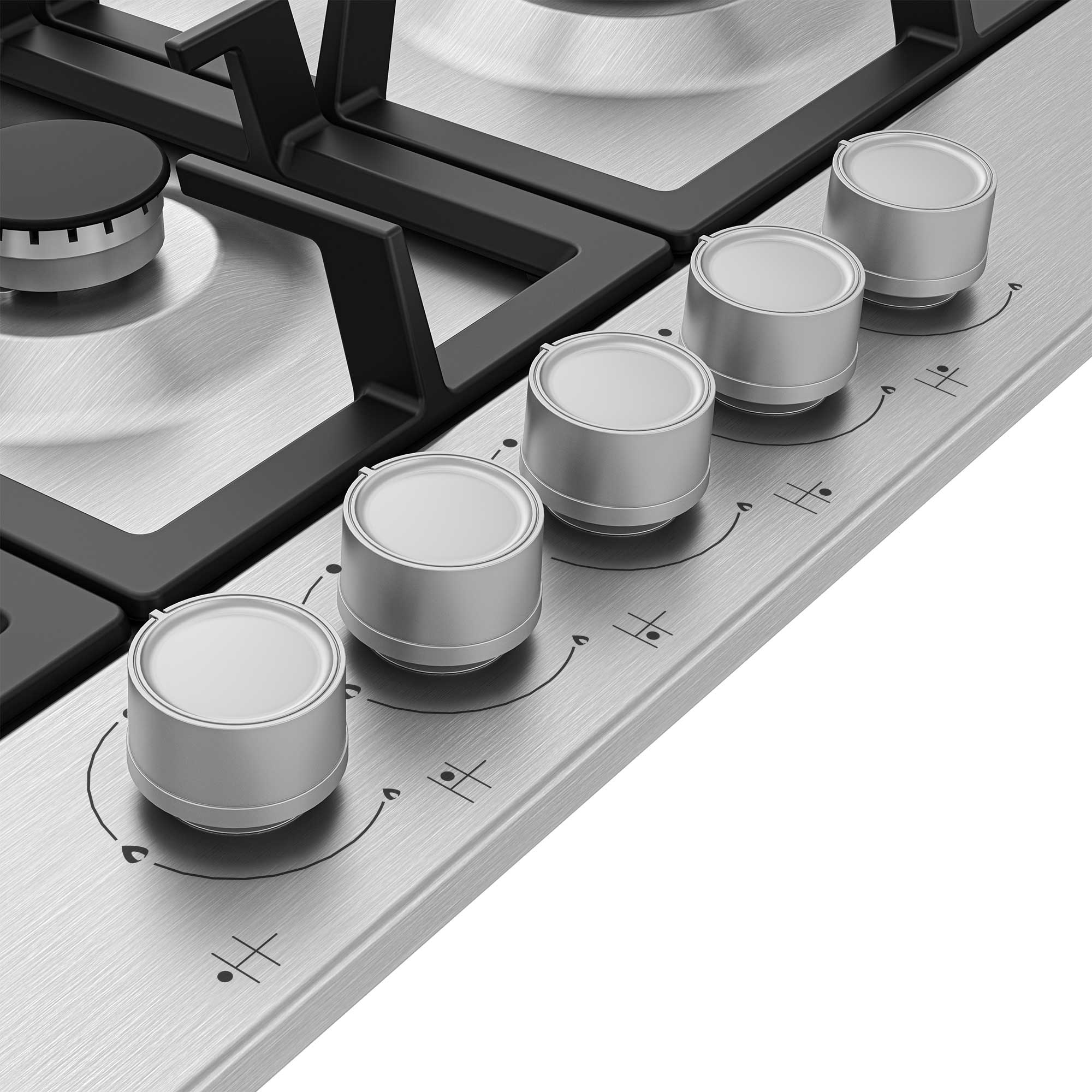 Table de Cuisson BEKO 75cm 5 feux, Wok, Allumage intégré, Thermocouple